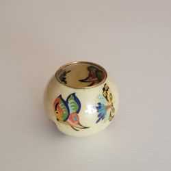 Vintage Asian Plique-à-Jour Style Bowl Vase Candle Hodler Butterfly 
Design. Pre-owned, good shape, no chips or cracks. Display item. Please 
see phot