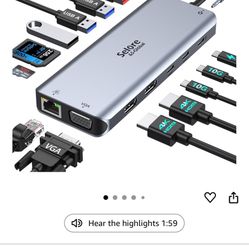 13 in 1 USB C Docking Station - Dual Monitor, Triple Display, 8 USB C/A Ports, Ethernet, Audio - LIONWEI USB C Hub for MacBook,Dell,HP,Lenovo,Surface