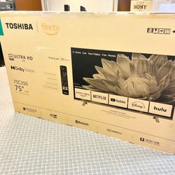 75 Tv Toshiba Smart 4k HDTV In Box 6 Month Warranty.  Free Delivery 
