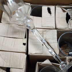 12 Clear Glass Hurricane candlestick holder