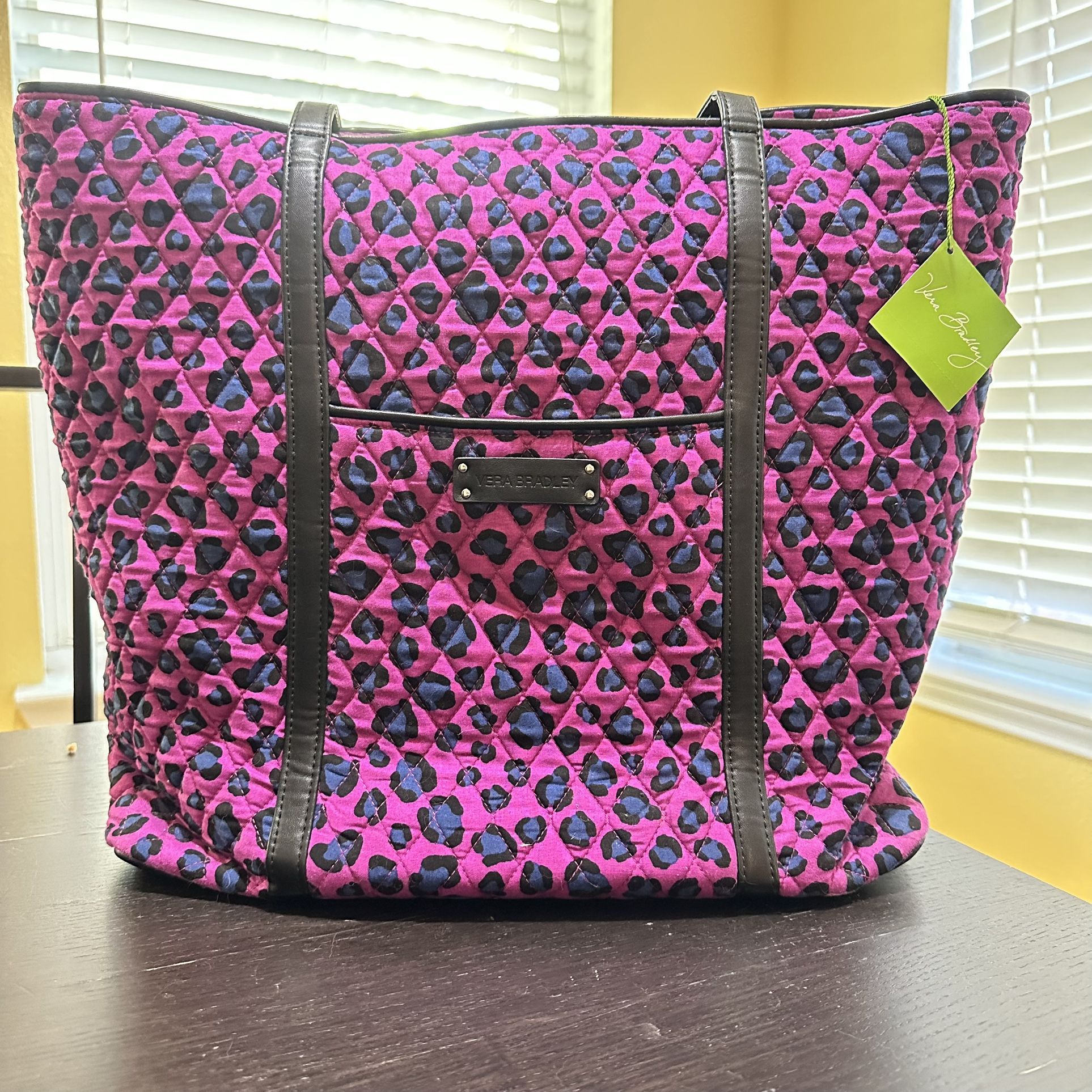 Vera Bradley Large (14" x 17.5") Pink & Black Leopard Print Tote Bag with Tags
