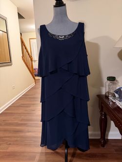 Navy Blue Tiered Chiffon Cocktail Dress size 20 W