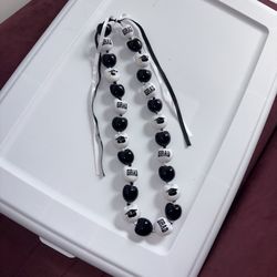 Black and White Beaded Graduation Necklace