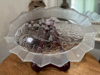 Christmas Winter Scene Glass Serving Platter