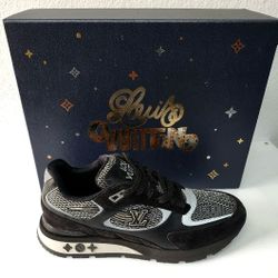 Louis Vuitton Black And Grey Suede Mesh Calfskin Run Away Sneakers, SIZE 8 MEN