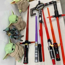 STAR WARS LIGHT SABERS AND GROGUS BUNDLE