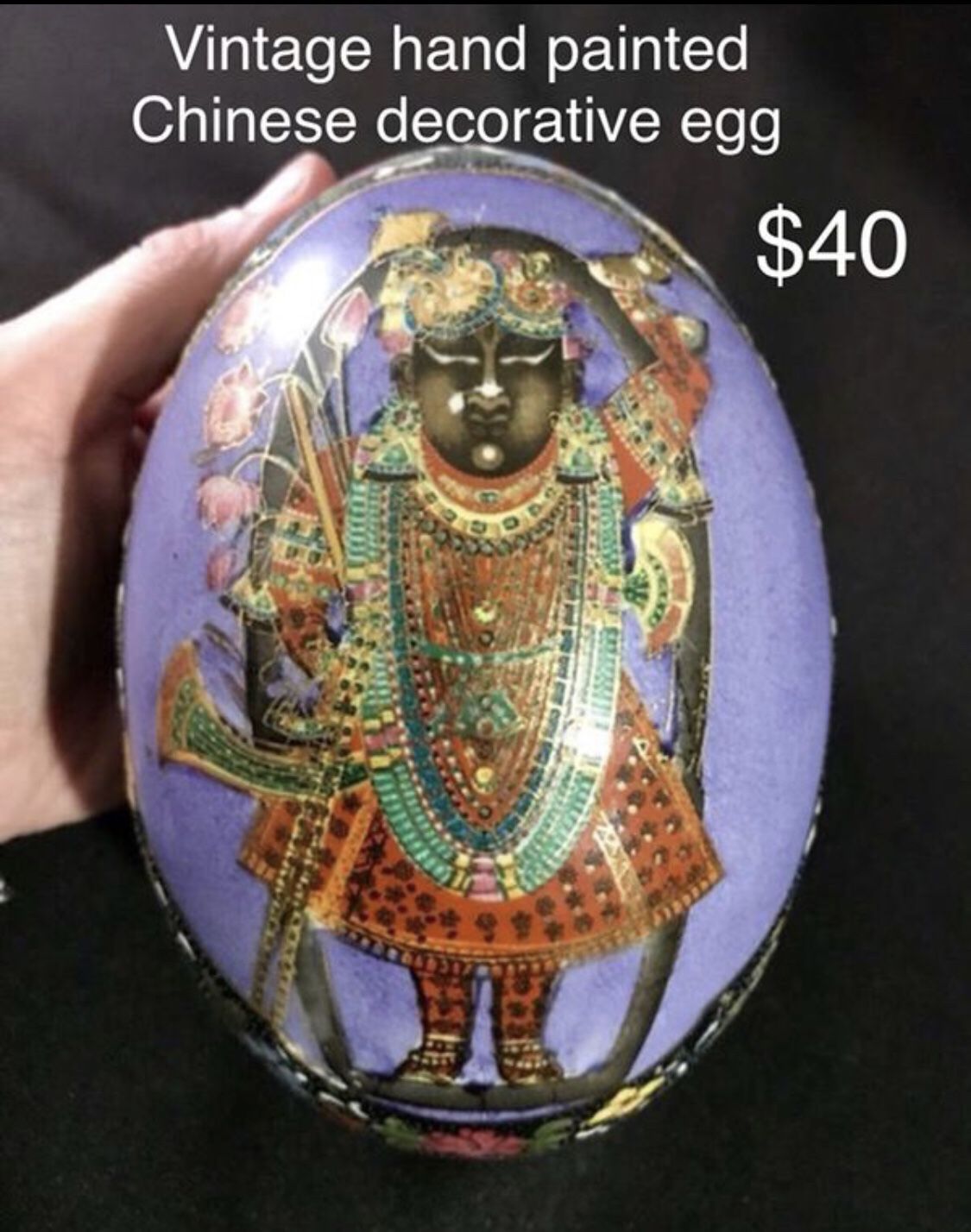 Antique hand painted porcelain decorative egg