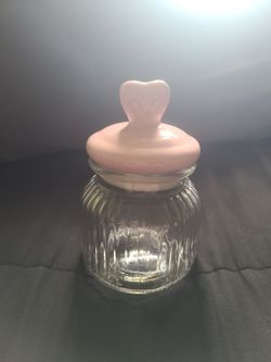 Glass Jar with Pink Ceramic Heart Lid
