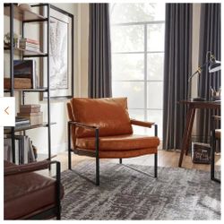 Art Leon  Retro Faux Leather Accent Chair (Metal Frame)