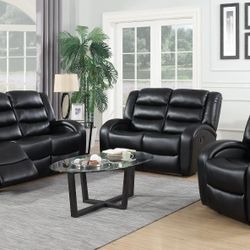 Taxus Reclining Black Living Room Set

