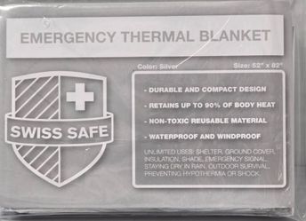 Emergency Mylar Thermal Blankets Water & Windproof 52” x 82”