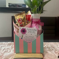 Floral Gift Basket With Chocolates