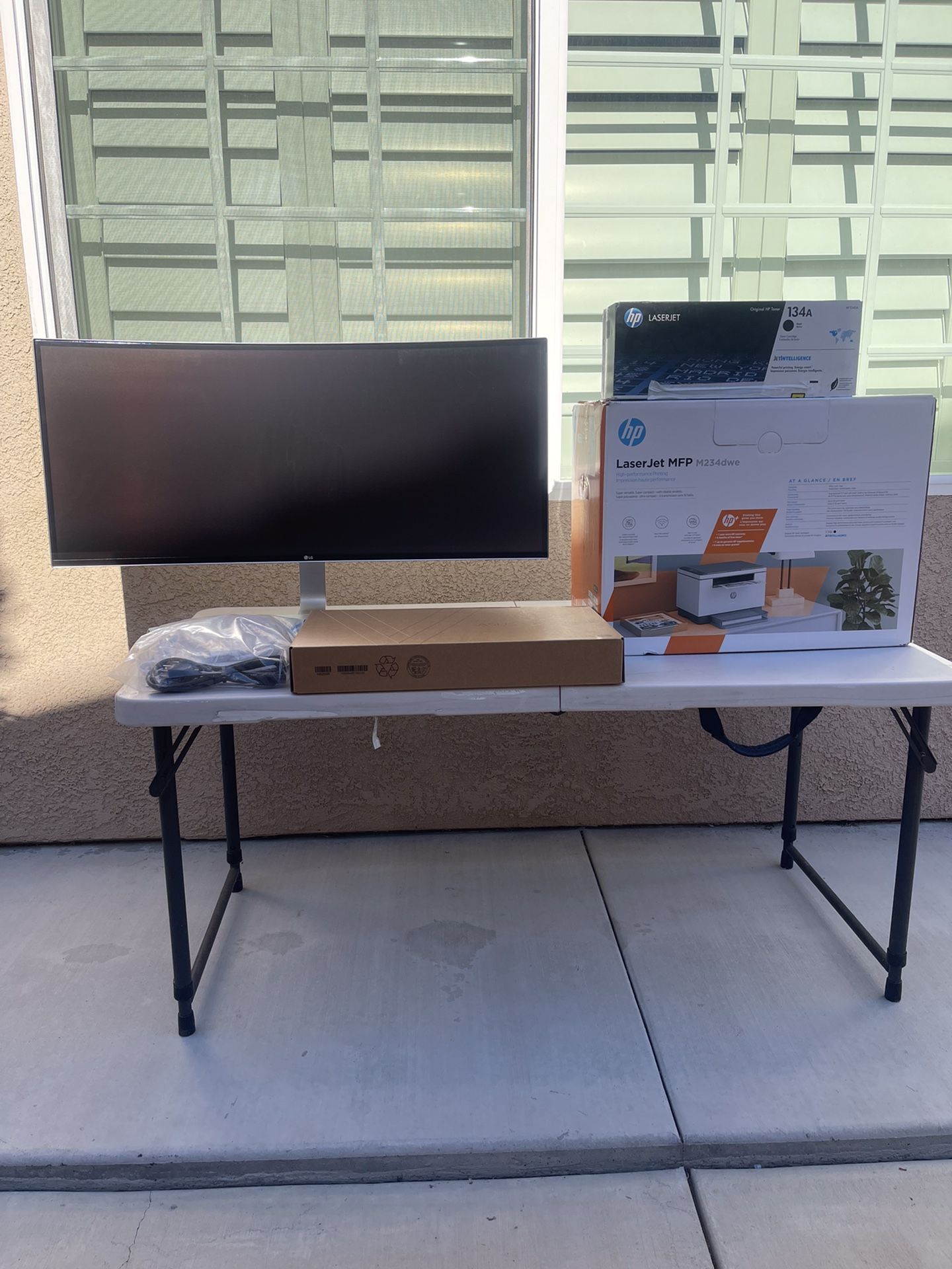 Laptop / Laser Jet Printer/ Ultrawide Monitor