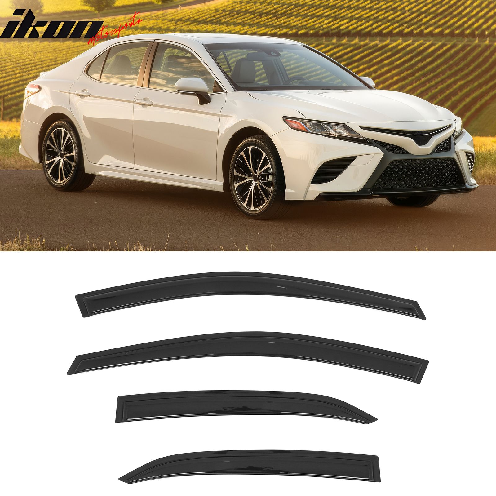 Fits 2018-2024 Toyota Camry Window Visor Rain Sun Guard Acrylic Side Deflector Vent