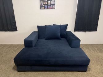 Navy Blue Oversized Chaise Lounge Chair