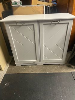 Double Tilt-Out Trash Cabinet Gray