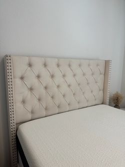 Queen Bed Frame 61.4" Tall Headboard Velvet upholstered
