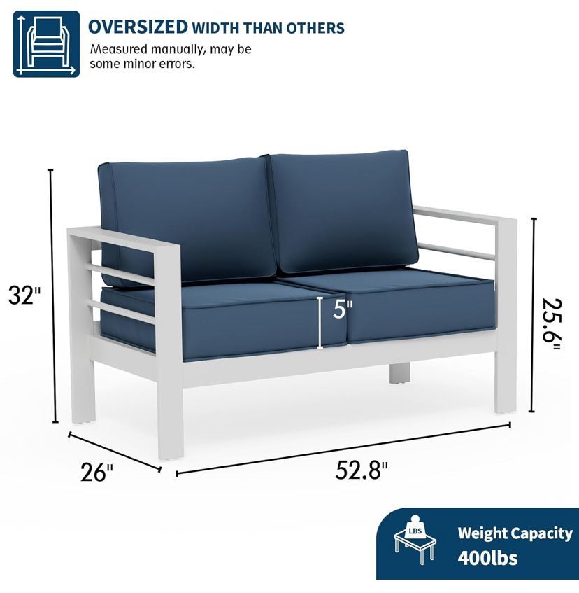 Outdoor Loveseat Aluminum Outdoor Furniture Sofa, Patio Seating