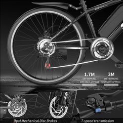 2 6-inch Adult Electric Mountain Bike - 749W Motor, 48V 10A Removable Battery - 25MPH,