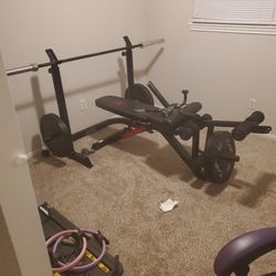 Weight Bench With Olympic Bar And Plates