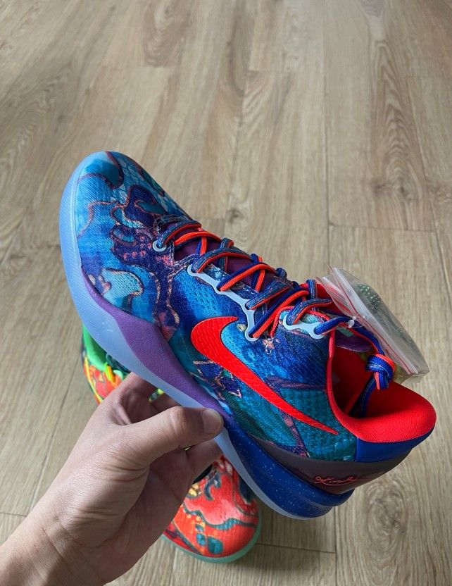 Nike Kobe 8 Protro "What The Kobe" low-top retro non-slip wear-resistant basketball shoes unisex orange blue 2025