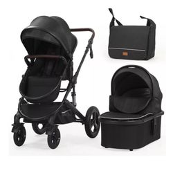 Newborn Infant Toddler Baby Stroller - Cynebaby 2 in 1 High Landscape Convertible Reversible Anti-Shock Bassinet Carriage Pram Stroller Add Cup Holder