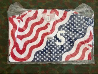 Supreme  Shop S Logo Baseball Henley Flag New York Sz M New