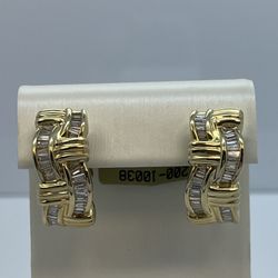 14K Gold Diamond Earrings. New 