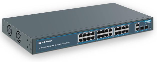 24 Port Gigabit Ethernet PoE Switch with 2 Uplink Gigabit Port & 2 SFP#3536TR1