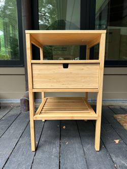 Bamboo Nightstand with Drawer & Shelf – Good Condition
