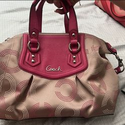 Pink & Tan Coach Handbag 