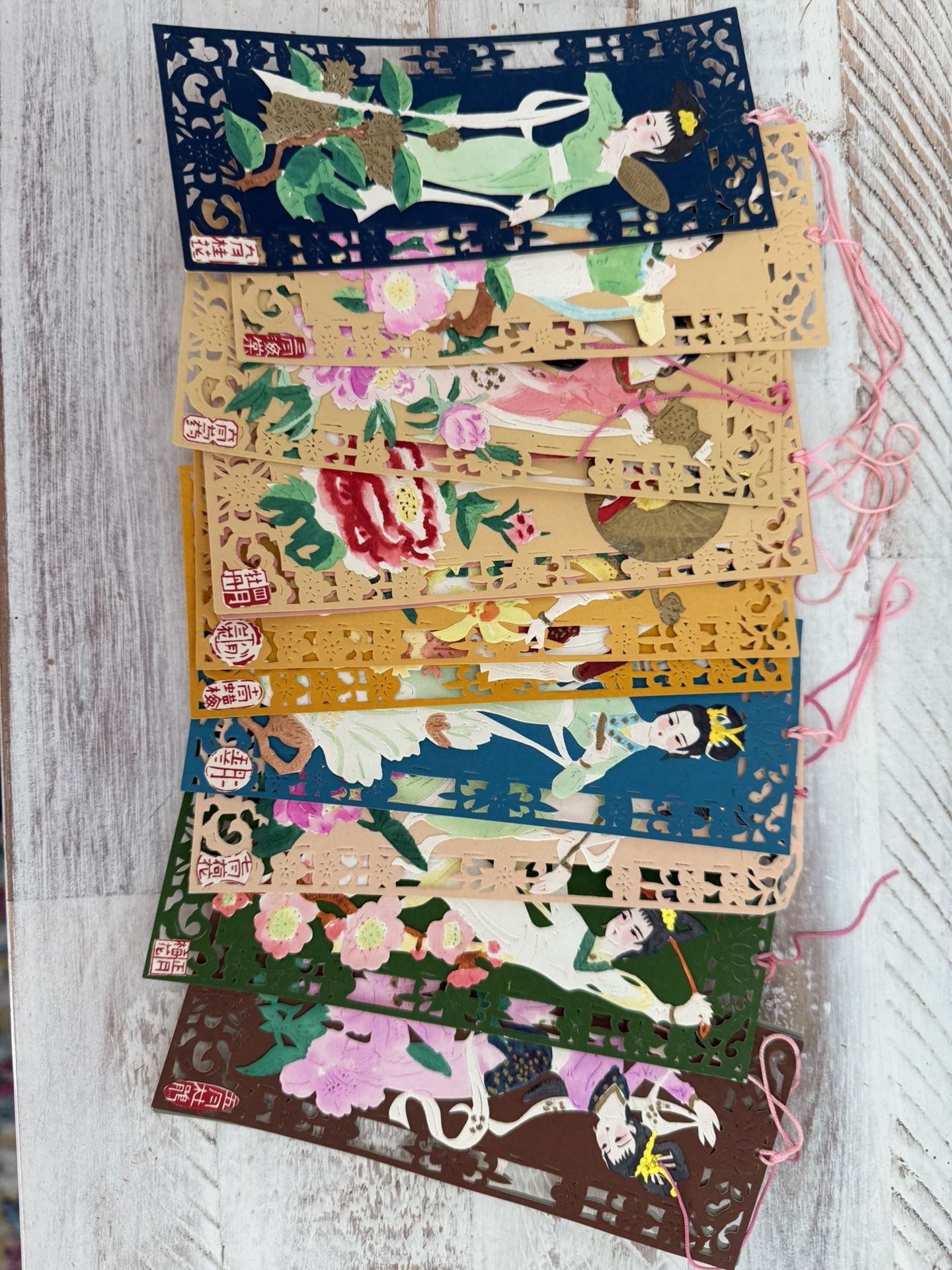 Nice set of paper cut Bookmarks Set of 12 Approximately 6.5” x 2.5”