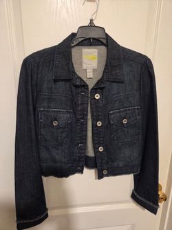 Cropped Dark Wash Denim Jacket Medium