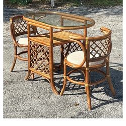Vintage Rattan 3 Pc Dining Set