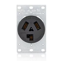 30 Amp 125/250 Volt Shallow Single Flush Mounted Outlet 