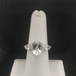 925 Fine Sterling Silver Stamped 18k White Gold Overlay Genuine White Topaz Genuine Natural Diamond Rings 
