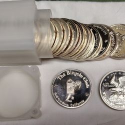 1oz Silver Round .999 Pure, Art "The Bicycle Club" Design 