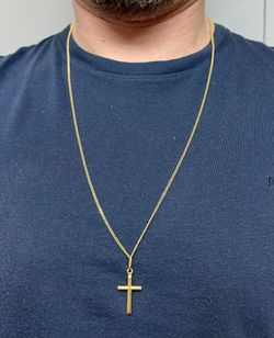 18K Gold Chain + Cross | 28” | 8.31g