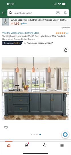 Westinghouse Lighting (contact info removed) One-Light Indoor Mini Pendant, Hammered Copper Finish, Bronze Set Of 2