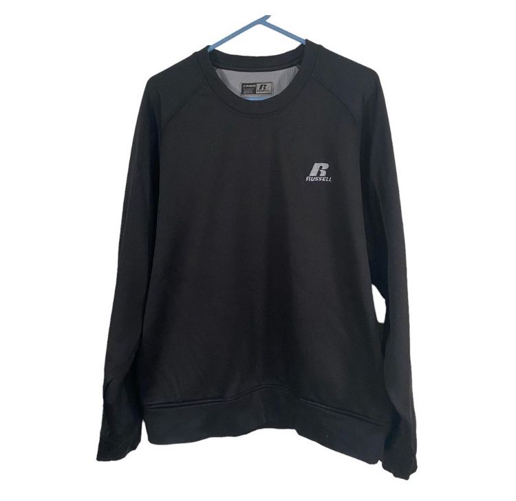 Russell Athletic Dri-Power Black Crew Neck Pullover Sweatshirt Men’s Size XL