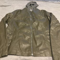 Junior's Leather Olive Jacket. 