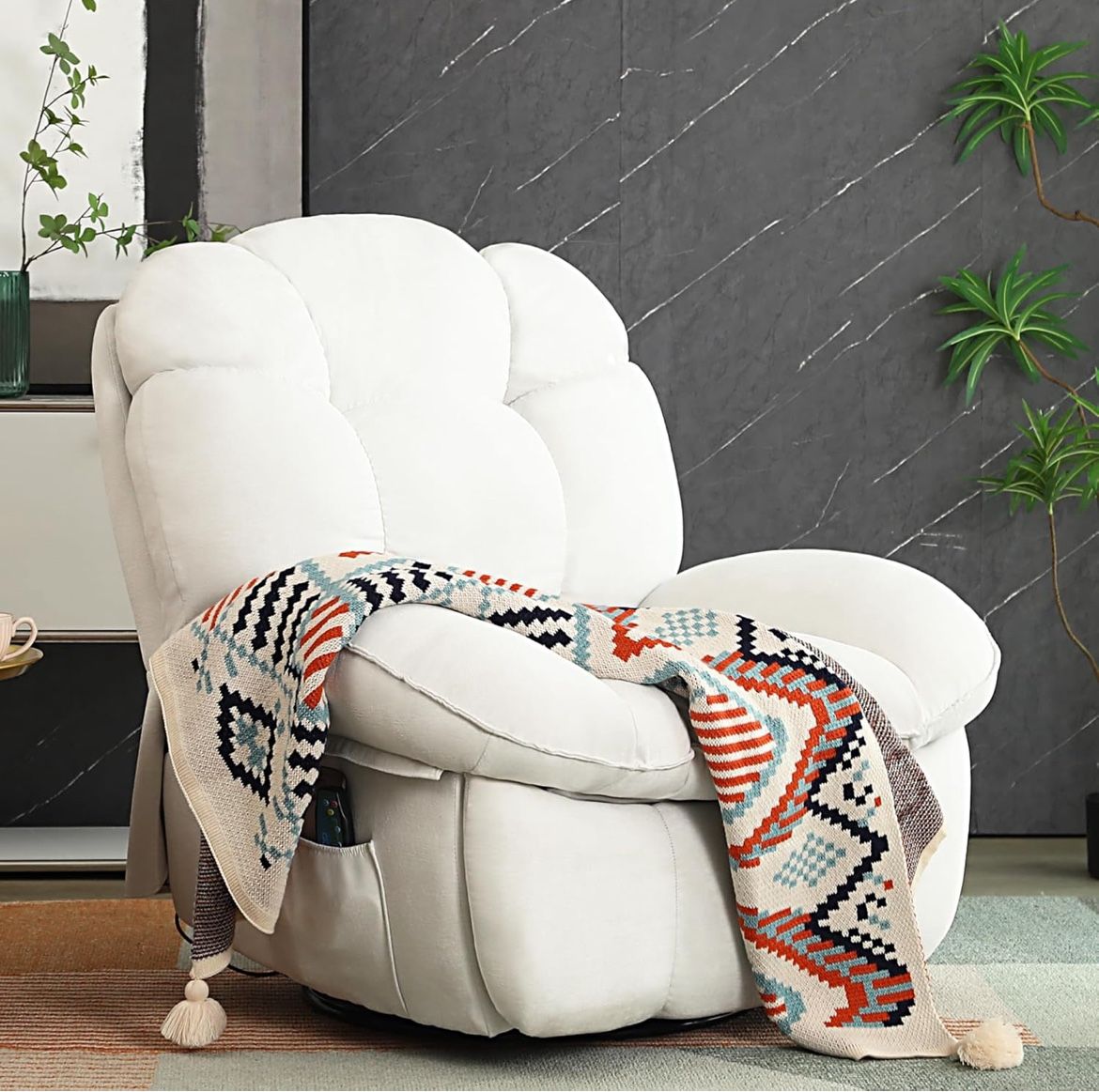 Swivel Rocking Power Recliner Chair With Heat And Massage