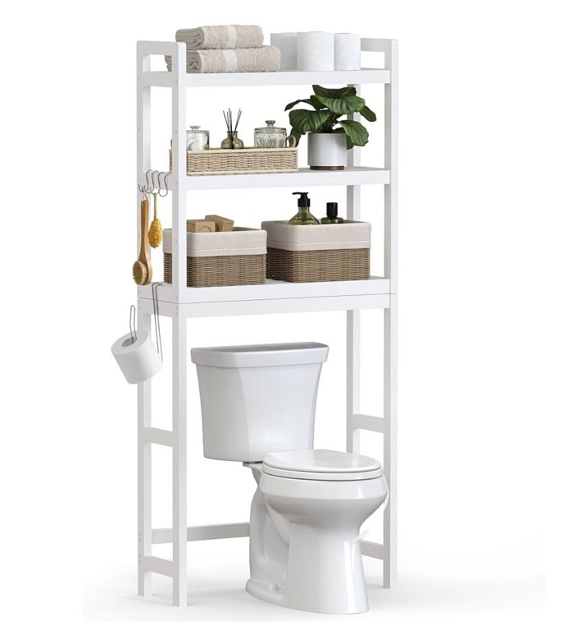 Assembled New Over The Toilet Storage 3-Tier Over Toilet Bathroom Organizer with Adjustable Shelf