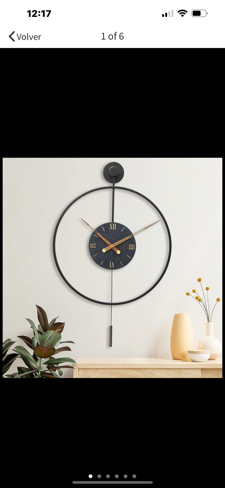 Black Modern Decorative Pendulum Metal Wall Clock