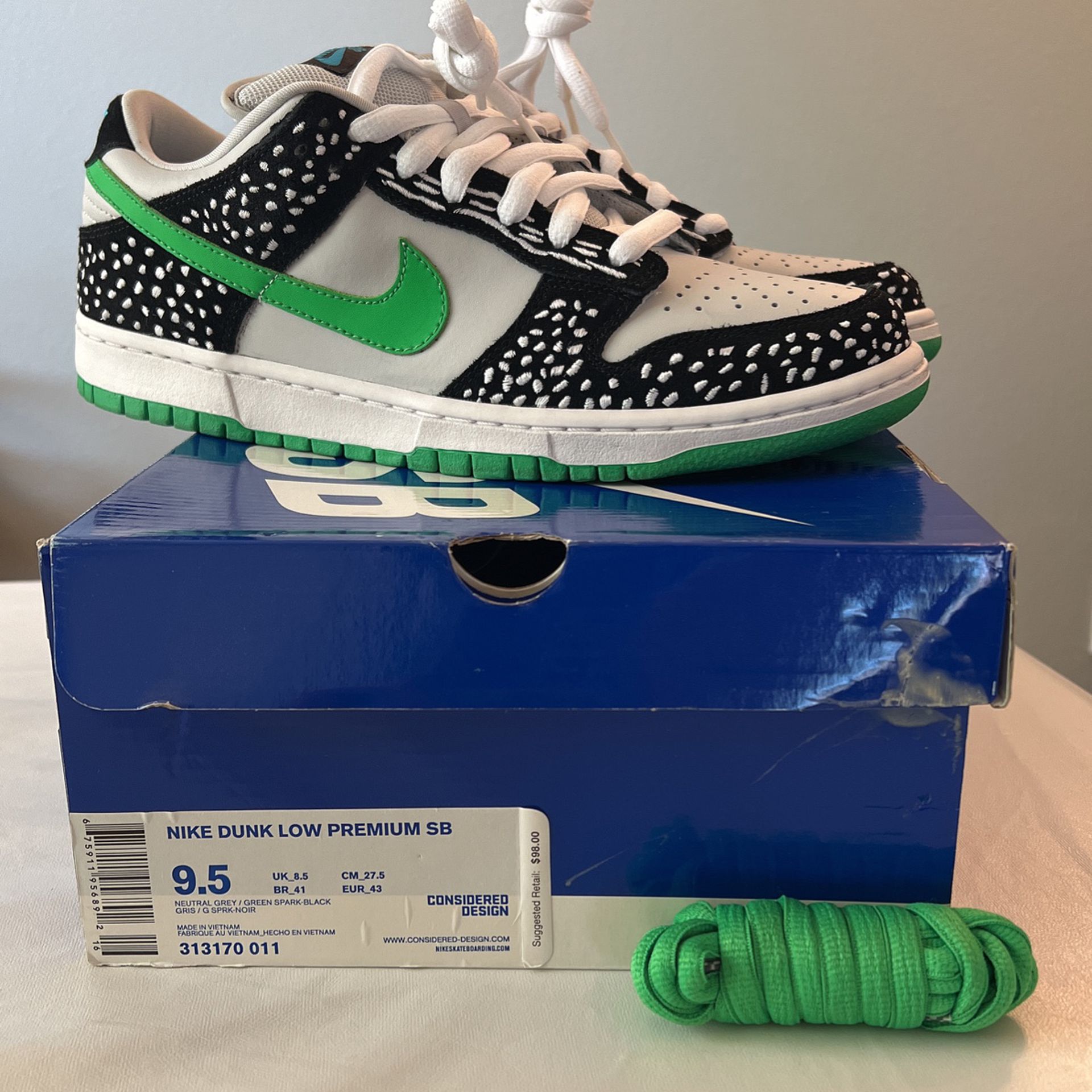 Nike Dunk Low Premium SB Loon White Black Green Spark Grey 313170