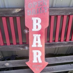 Open Daily Bar Metal Sign Double Sided Arrow W/ LED Lights Beer Man Cave Garage