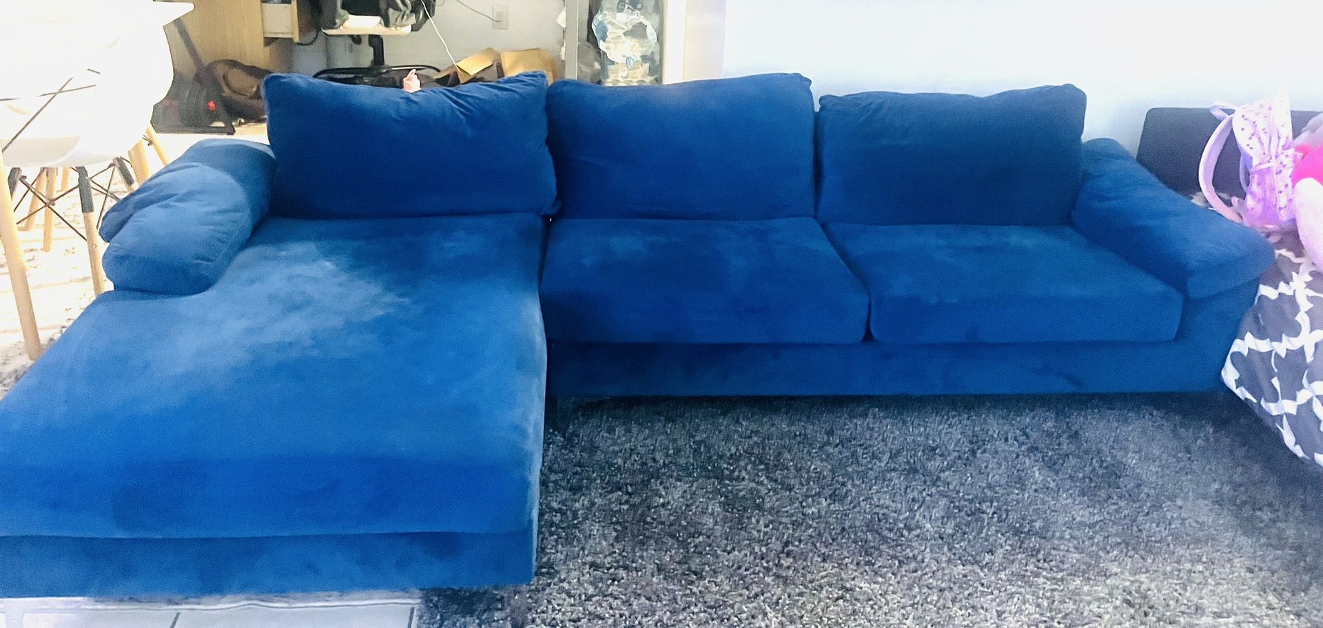 Velvet Blue Couch Almost New