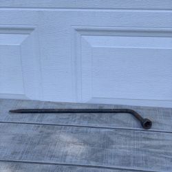 Vintage Black Rustic L-Shaped Cast Iron Lug Wrench 19” Industrial Tool Decor 