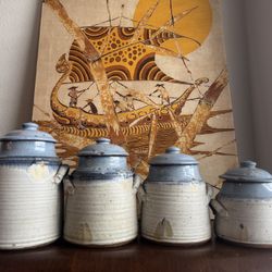 4 Ceramic Vintage Canisters