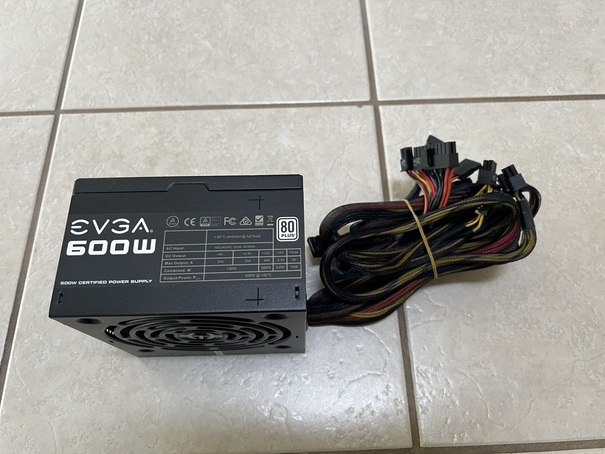 EVGA 600W PC Power Supply - Used - Fully Functional 